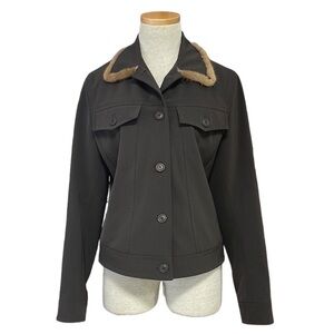 NAPOLEONE Jacket Lightweight Coat Italy Fur Trim Size IT42 US 6